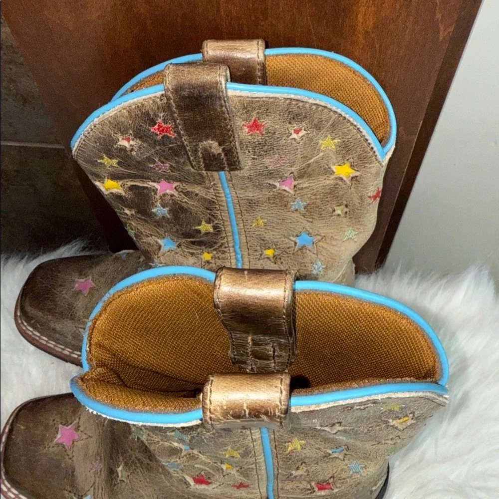 Adorable Dan Post kids boy or girl colorful star cowboy cowgirl boots size 13D